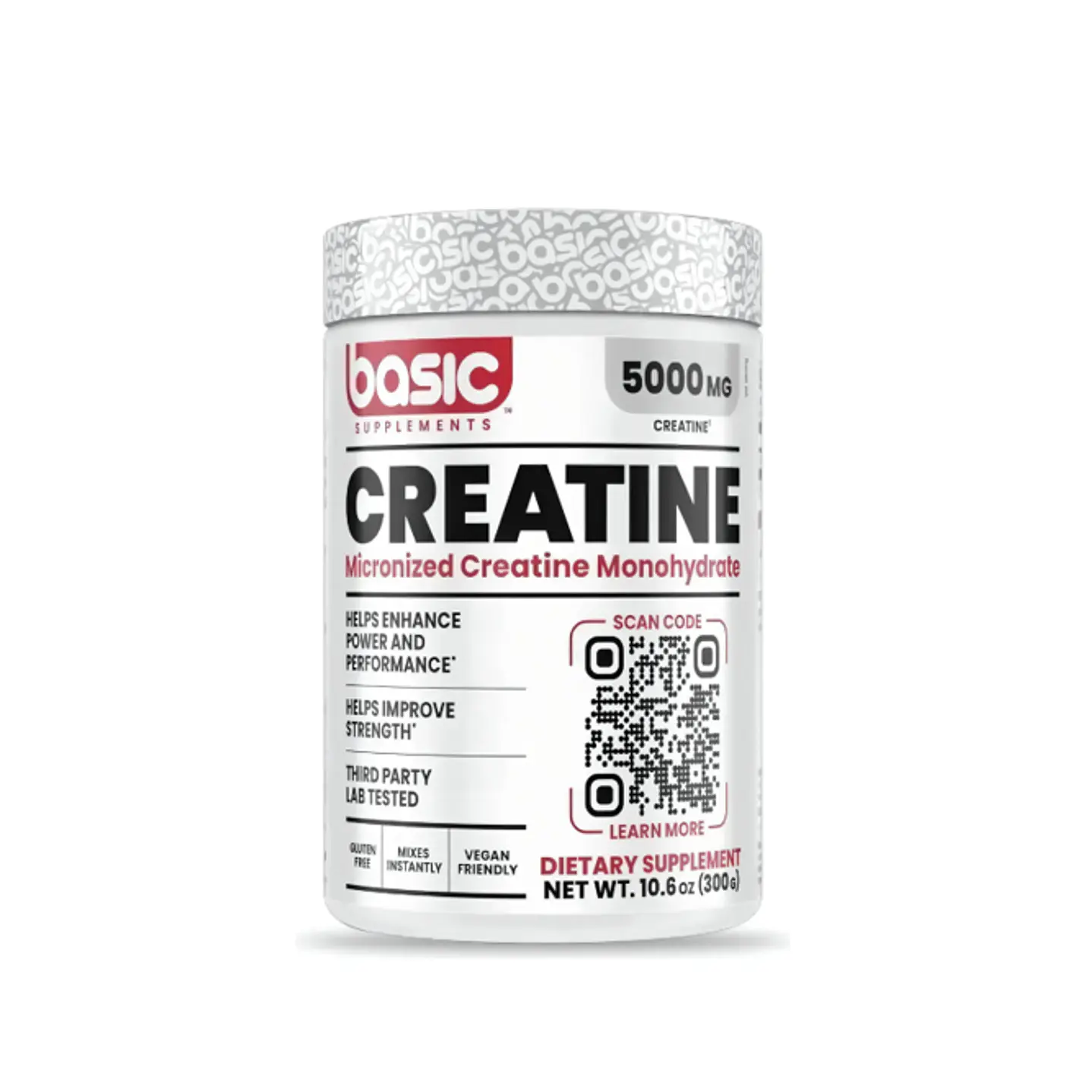 Creatina Monohidratada 300 Gr 60 Sv - Basic Sabor Sin Sabor