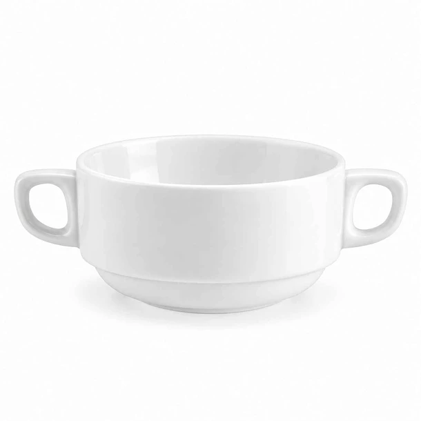 Taza Consomé Apilable Blanca de Policarbonato 350 cc 1