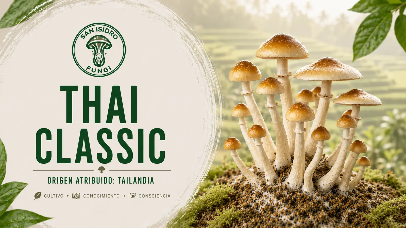 Thai Classic, variedad de Psilocybe cubensis de origen atribuido a Tailandia