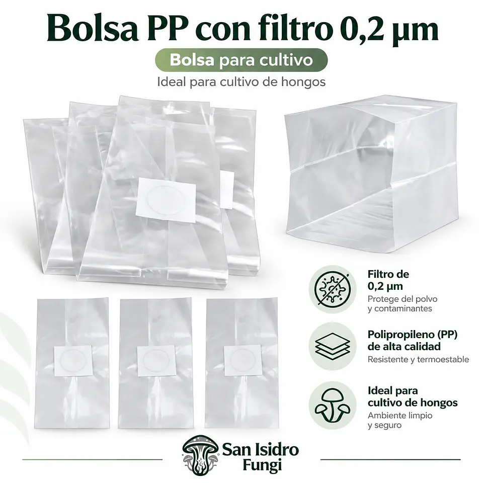 Bolsa para cultivo de Hongos 25x50CM 2