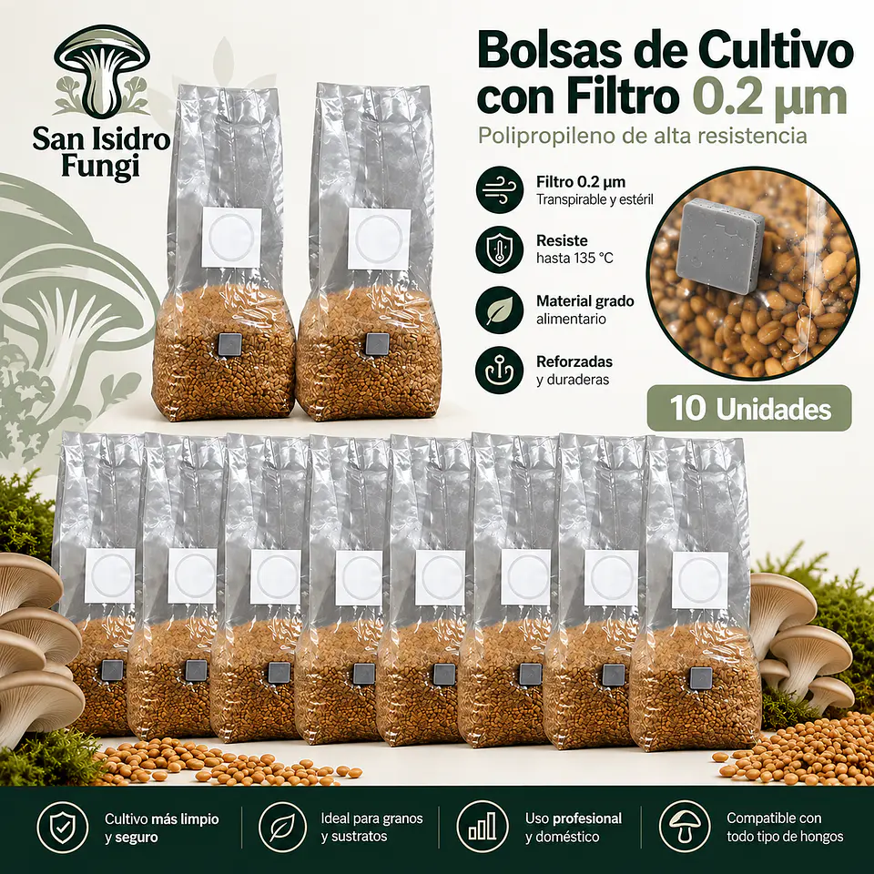 Bolsa para cultivo de Hongos 15X35CM 2