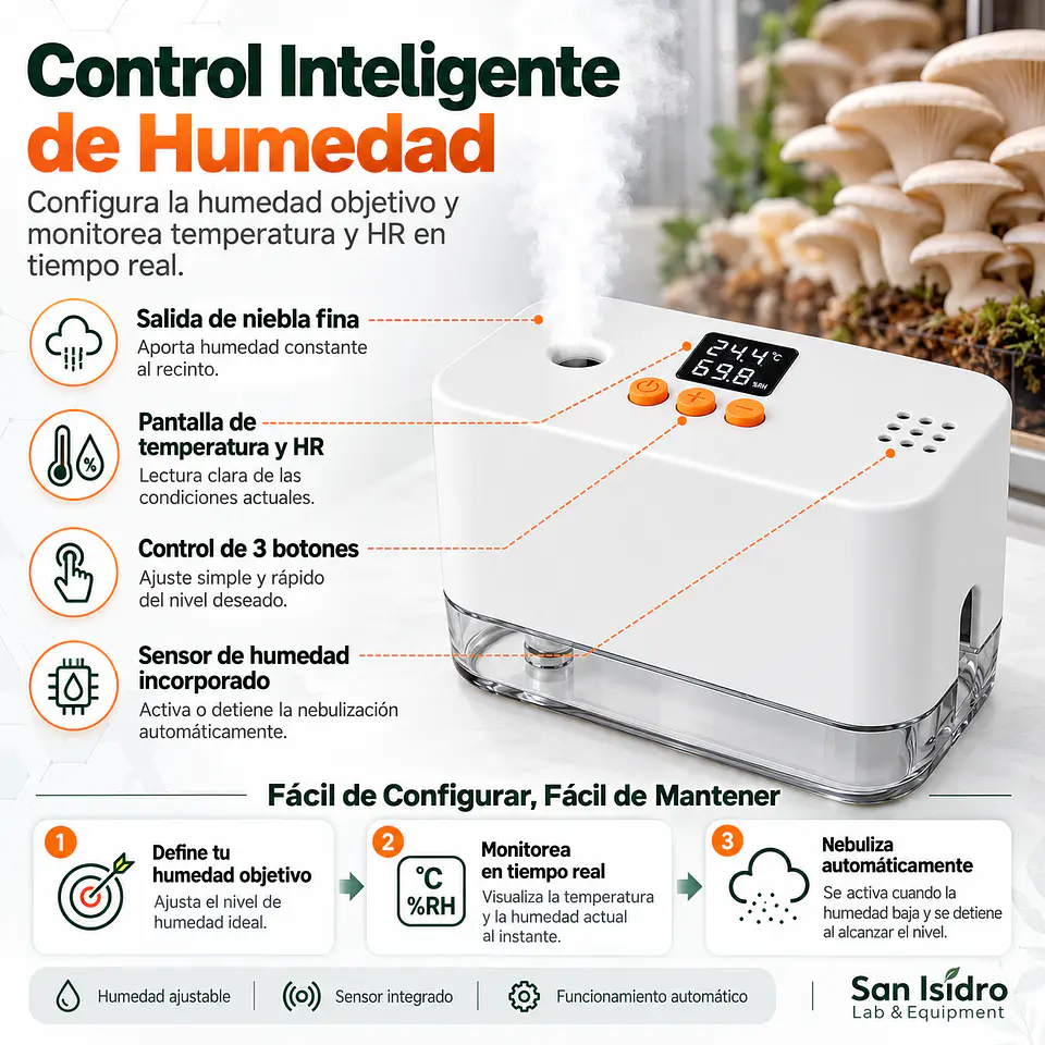 Mini Humidificador Inteligente 275 ml | Control Automático de Humedad 1