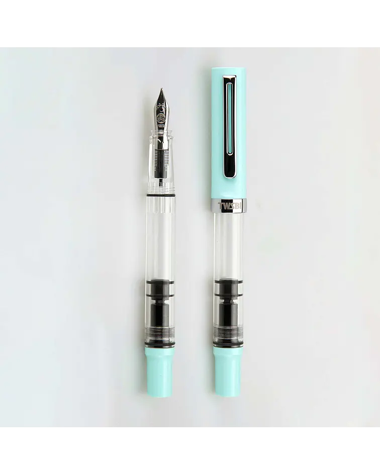 TWSBI ECO T Kolbenfüllhalter Mint Blau – Mit Stahlfeder (M) & Transparentem Design