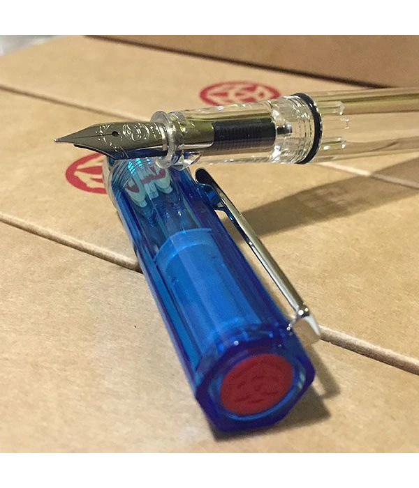 TWSBI ECO Kolbenfüllhalter Transparent Blau – Füller Mit Kolbenmechanismus, In Federgrößen EF, F, M, B, Stub 1.1
