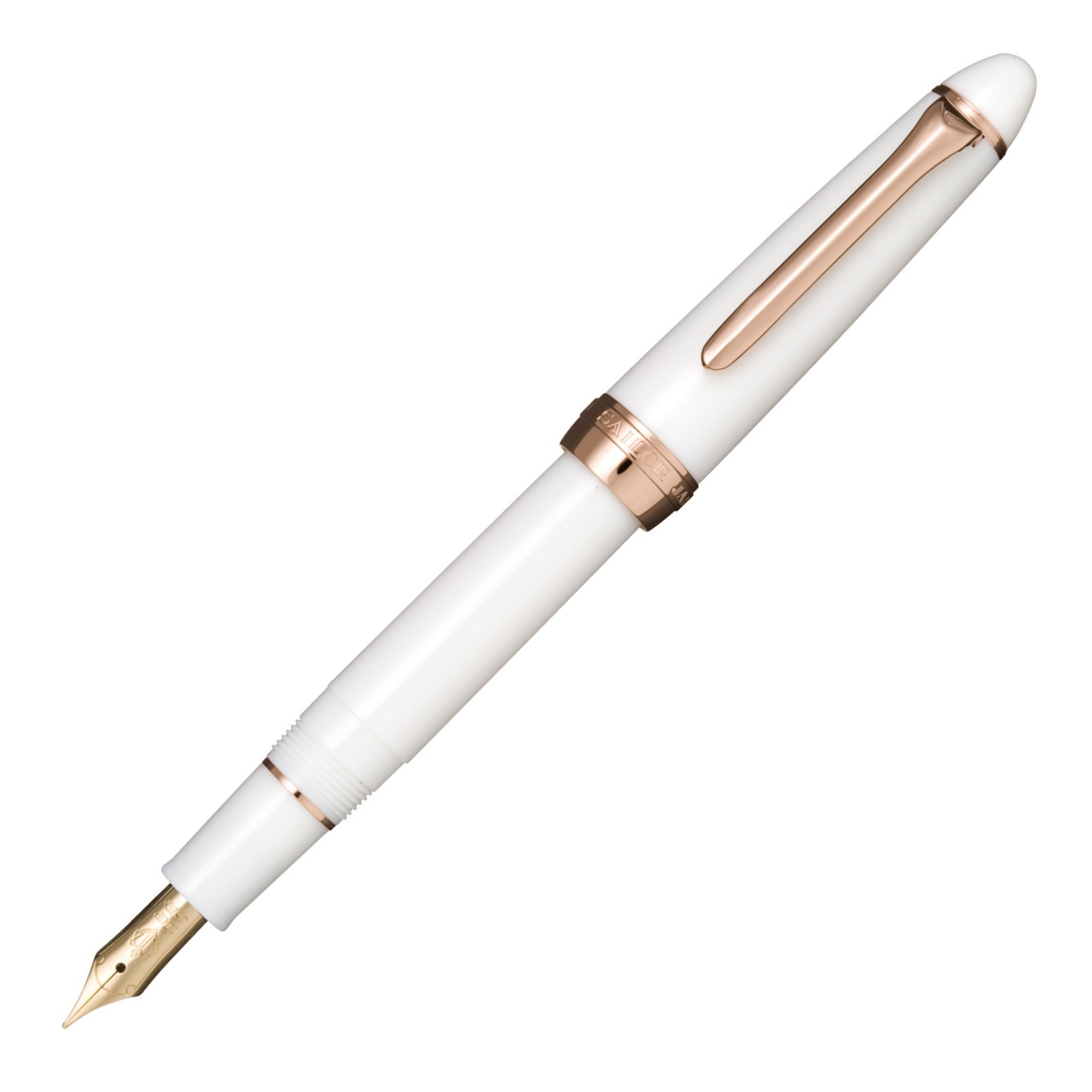 Sailor - Fasciner Pink Gold Trim - White