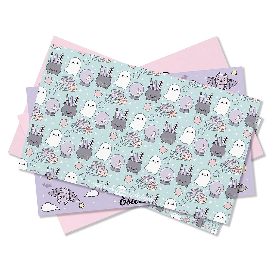 Papel secante Esterbrook x Sweet Kawaii Design Pastel Halloween — Set de 5 hojas 1