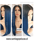 SB 0549 LACE FRONT LARGA LISA CORTE RECTO BALAYAGE AZUL INDIGO