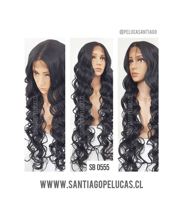 SB 0555 LACE FRONT EXTRA LARGA ONDAS ONDAS NEGRO 