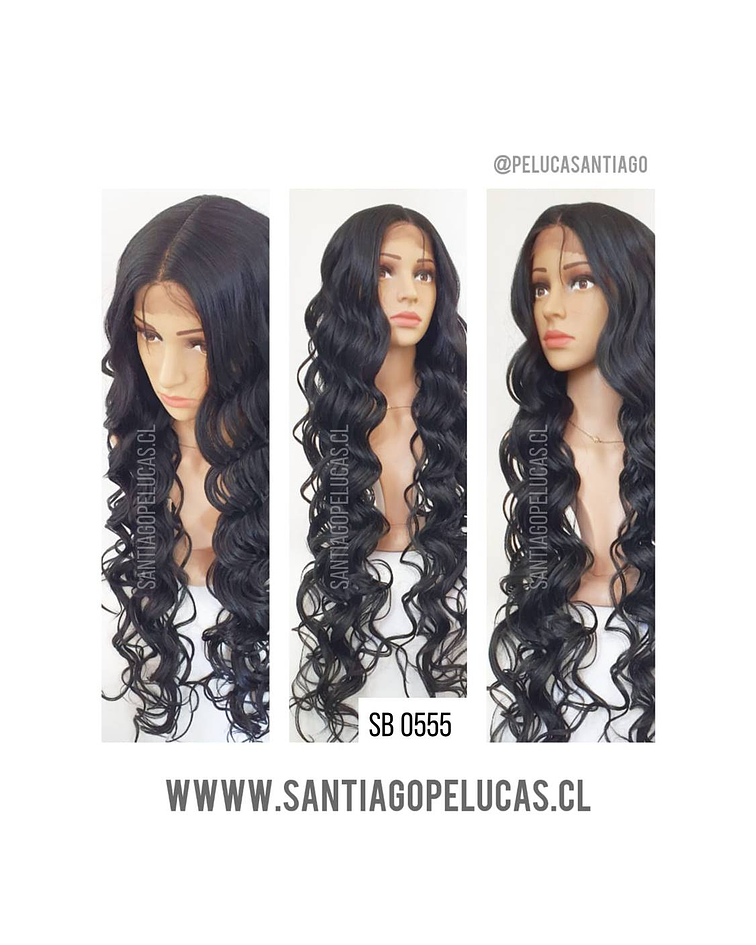 SB 0555 LACE FRONT EXTRA LARGA ONDAS ONDAS NEGRO 