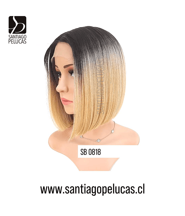 SB 0818 LACE FRONT BOB PARTIDURA AL MEDIO BALAYAGE RUBIO CLARO