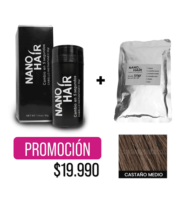 PROMO NANO HAIR + RECARGA - CASTAÑO MEDIO