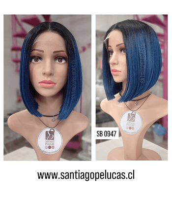 SB 0947 LACE FRONT BOB PARTIDURA AL MEDIO BALAYAGE TURQUESA