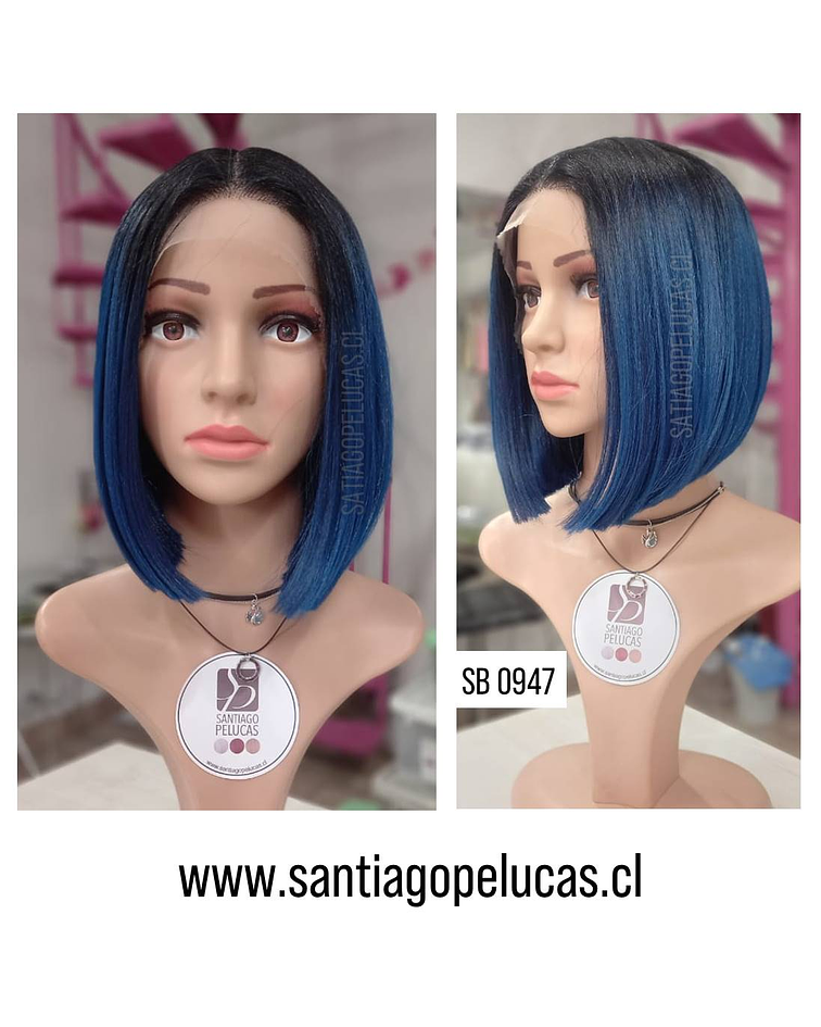 SB 0947 LACE FRONT BOB PARTIDURA AL MEDIO BALAYAGE TURQUESA