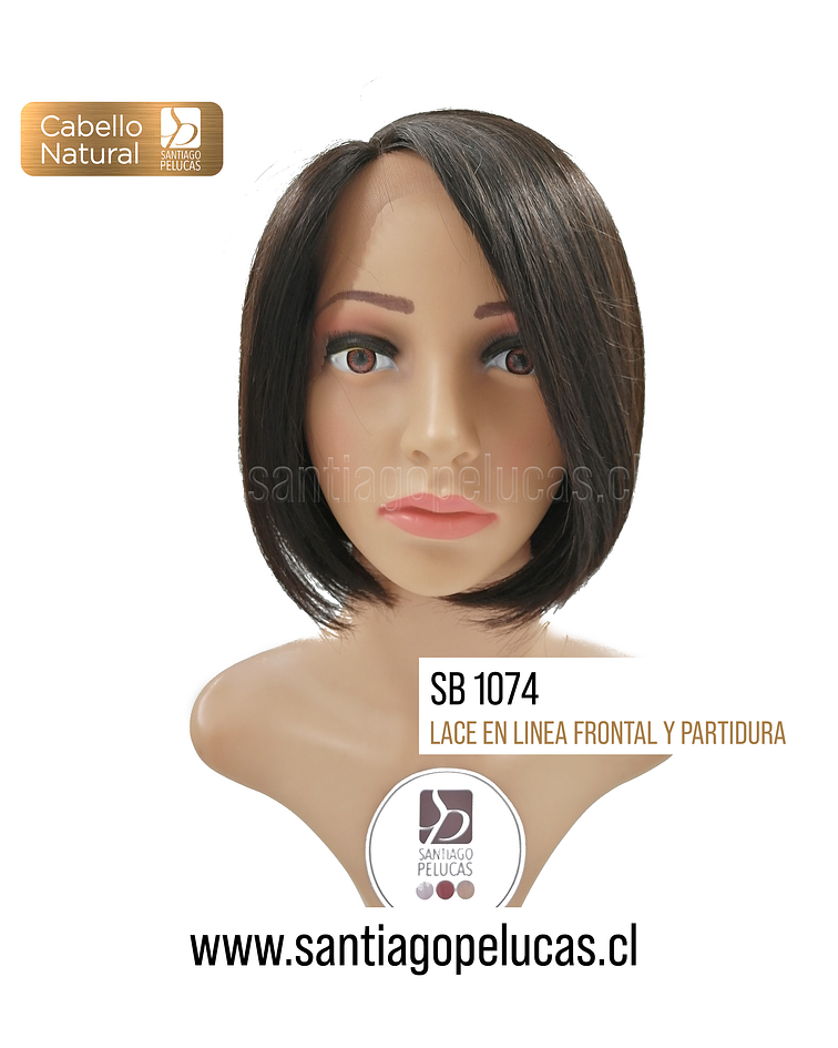 SB 1074 NATURAL LACE FRONT PARTIDURA AL LADO MELENA CORTA CASTAÑO OSCURO