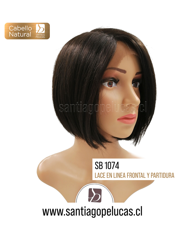 SB 1074 NATURAL LACE FRONT PARTIDURA AL LADO MELENA CORTA CASTAÑO OSCURO