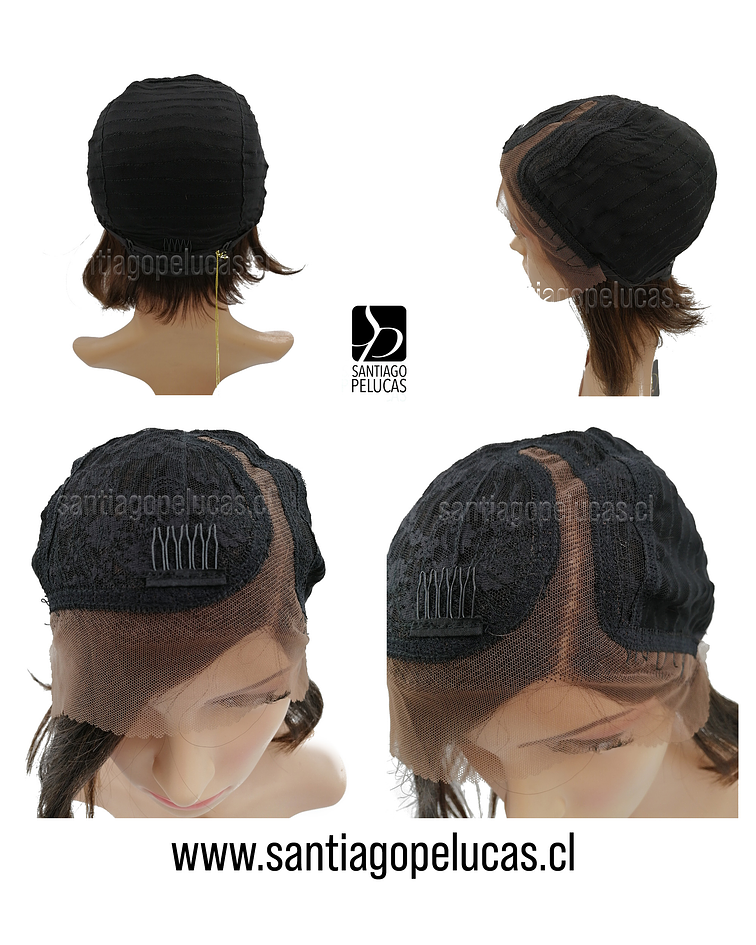 SB 1074 NATURAL LACE FRONT PARTIDURA AL LADO MELENA CORTA CASTAÑO OSCURO