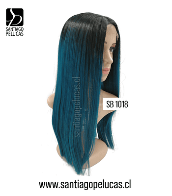 SB 1018 LACE FRONT LARGA LISA CORTE RECTO BALAYAGE TURQUESA OSCURO