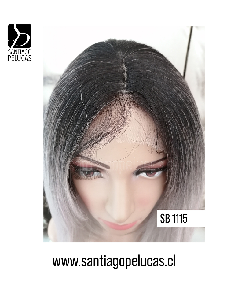 SB 1115 LACE FRONT MELENA YAKI BALAYAGE GRIS PLATA ROSA