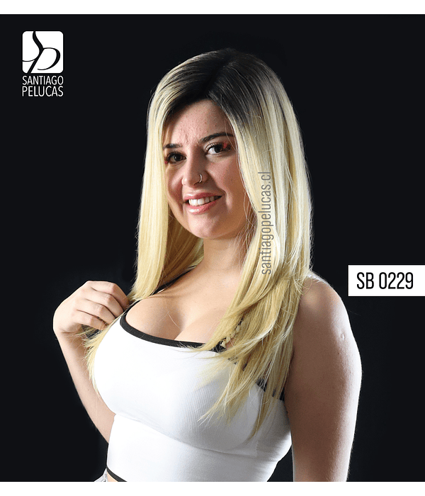 SB 0229 LARGA LISA LACE PARTIDURA ESCALONADA BALAYAGE RUBIO CLARO 