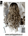 SB 1197 LACE FRONT LARGA ONDULADA BALAYAGE RUBIO CENIZA