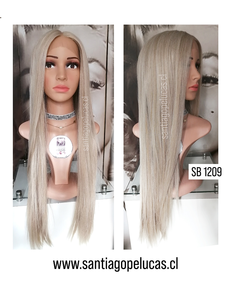 SB 1209 LACE FRONT LARGA LISA RUBIO CLARO MATIZADO CENIZA