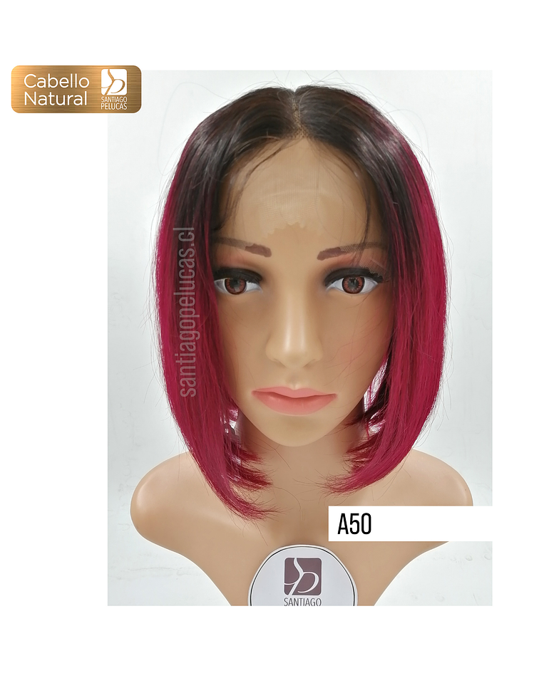 A50 NATURAL LACE FRONT MELENA BOB LISA BALAYAGE ROJO BURDEO