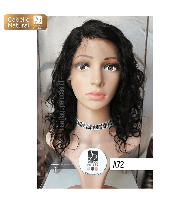 A72 NATURAL LACE FRONT PART. AL COSTADO MELENA CRESPA NEGRO 