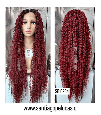 SB 0234 LACE FRONT CRESPA BALAYAGE ROJO BURDEO