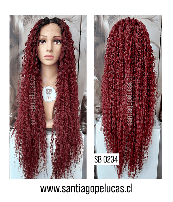 SB 0234 LACE FRONT CRESPA BALAYAGE ROJO BURDEO