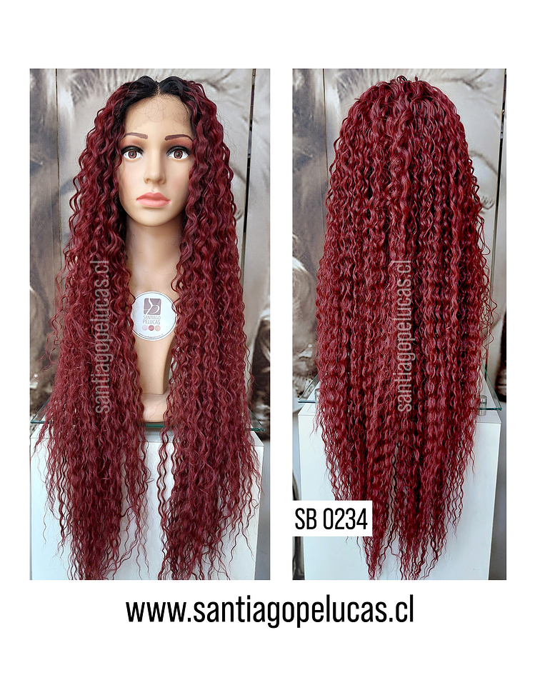 SB 0234 LACE FRONT CRESPA BALAYAGE ROJO BURDEO