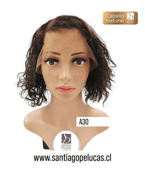 A30 NATURAL LACE FRONT PART. AL COSTADO CORTA CRESPA CASTAÑO