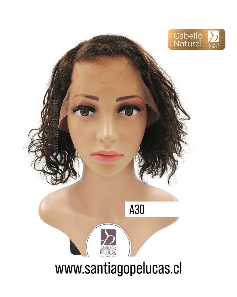 A30 NATURAL LACE FRONT PART. AL COSTADO CORTA CRESPA CASTAÑO