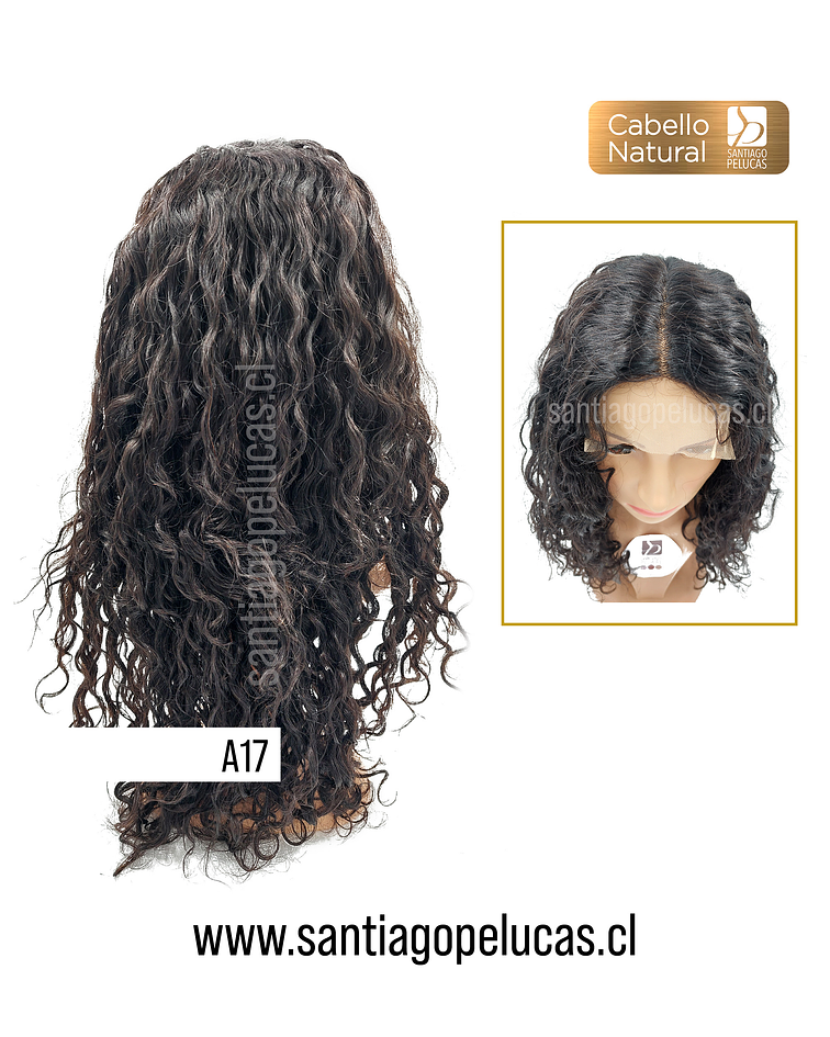 A17 NATURAL LACE FRONT LARGA CRESPA NEGRO