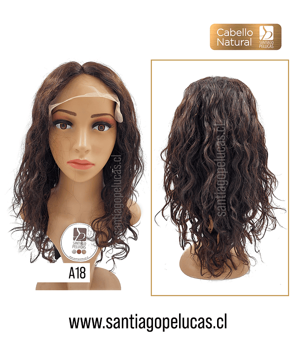 A18 NATURAL LACE FRONT LARGA CRESPA CASTAÑO OSCURO