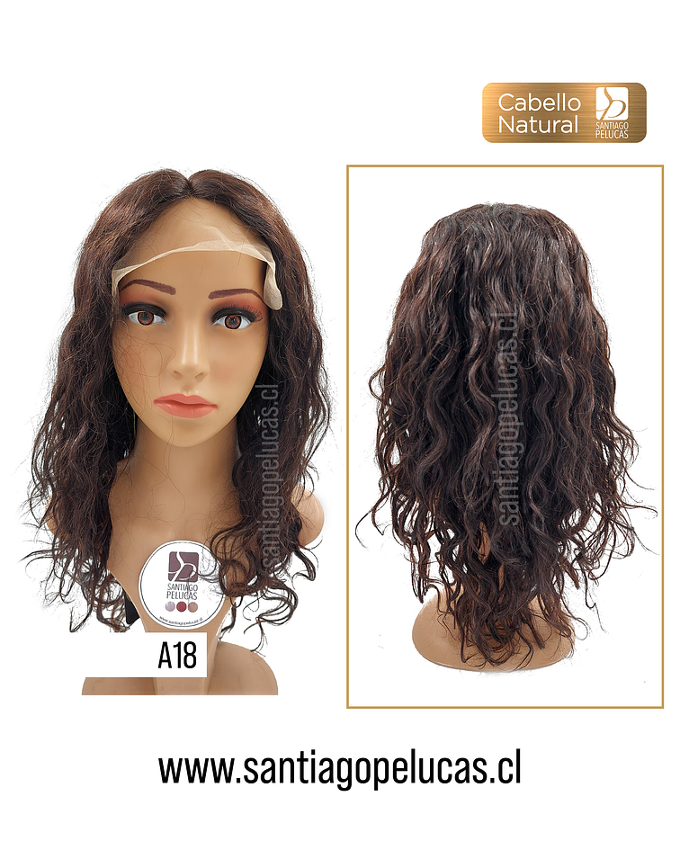 A18 NATURAL LACE FRONT LARGA CRESPA CASTAÑO OSCURO