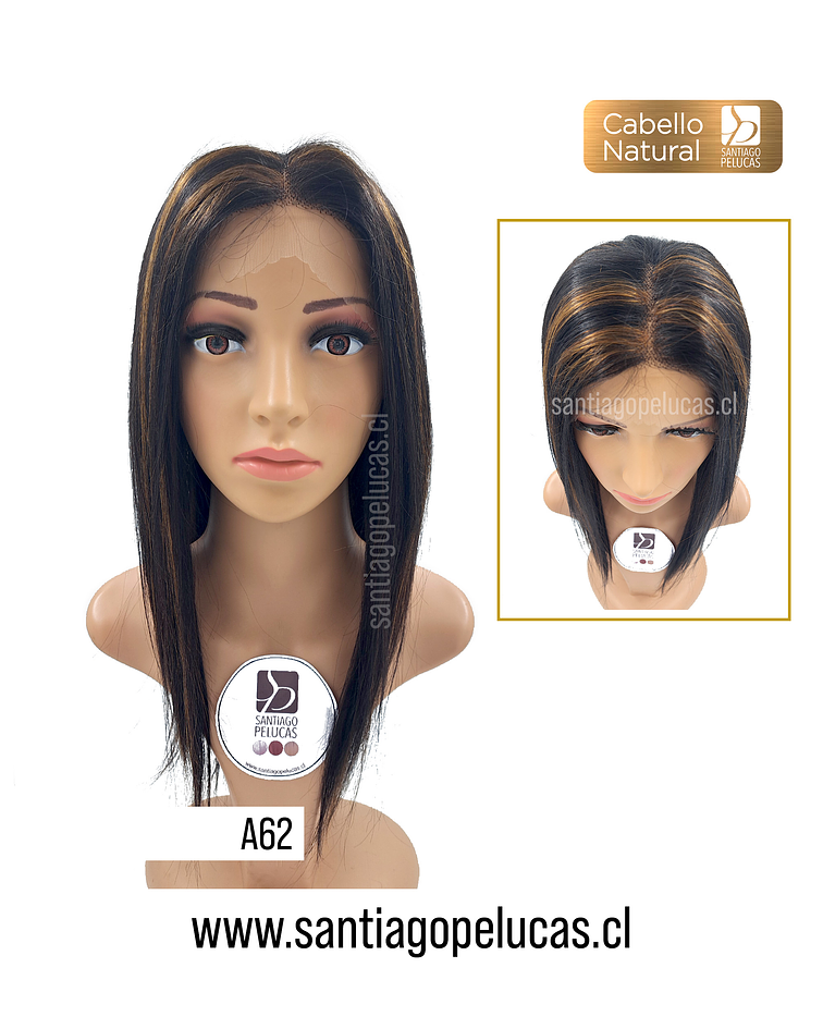 A62 NATURAL LACE FRONT LARGA LISA NEGRO CON REFLEJOS DORADOS