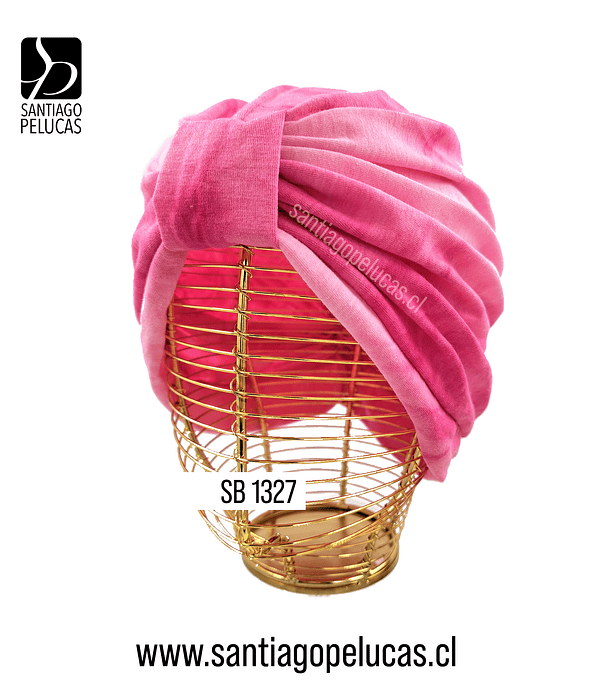 SB 1327 TURBANTE ALGODON ELASTICADO ESTAMPADO ROSADO