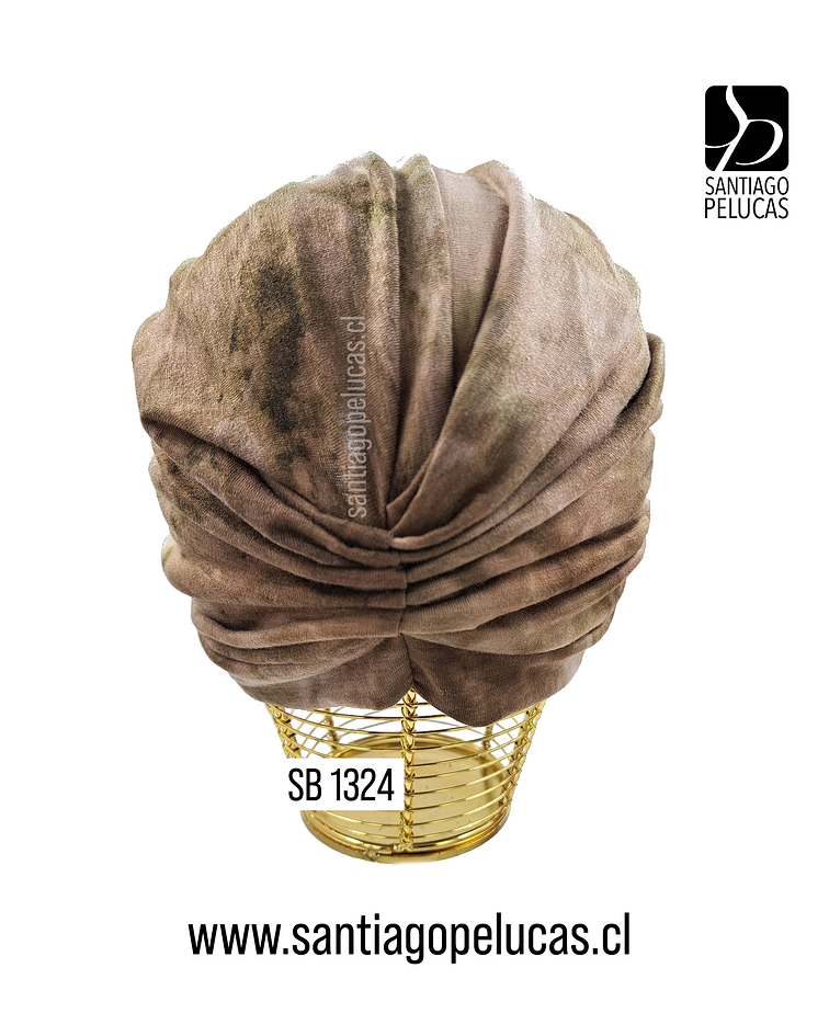 SB 1324 TURBANTE ALGODON ELASTICADO ESTAMPADO CAFÉ