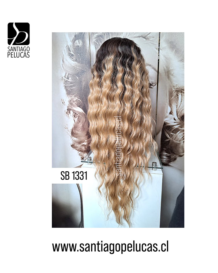 SB 1331 LACE FRONT SEMI CRESPA BALAYAGE RUBIO MATIZADO MECHAS CLARAS