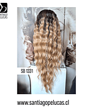 SB 1331 LACE FRONT SEMI CRESPA BALAYAGE RUBIO MATIZADO MECHAS CLARAS