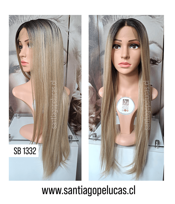 SB 1332 LACE FRONT LARGA LISA BALAYAGE RUBIO CLARO MATIZADO