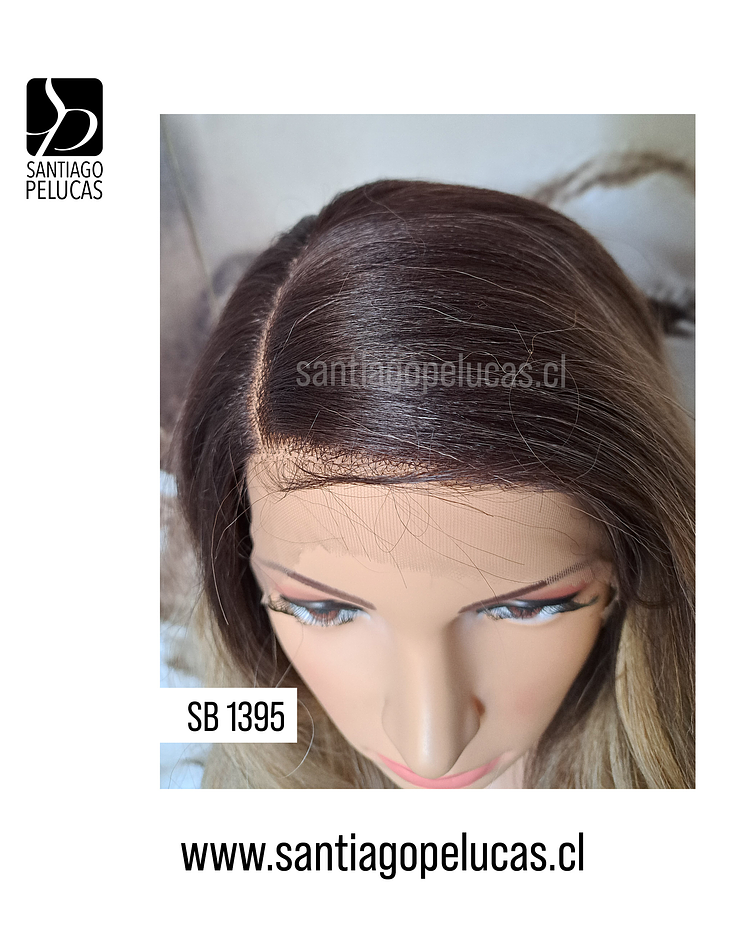 SB 1395 LACE FRONT EXTRA LARGA PART. LADO CON ONDAS BALAYAGE RUBIO MEDIO 