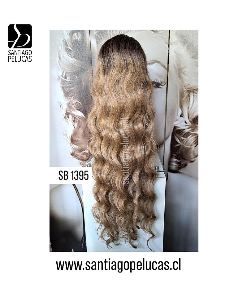 SB 1395 LACE FRONT EXTRA LARGA PART. LADO CON ONDAS BALAYAGE RUBIO MEDIO 