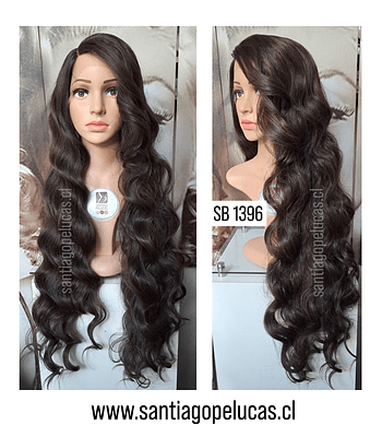 SB 1396 LACE FRONT EXTRA LARGA PART. LADO CON ONDAS CASTAÑO CON REFLEJOS