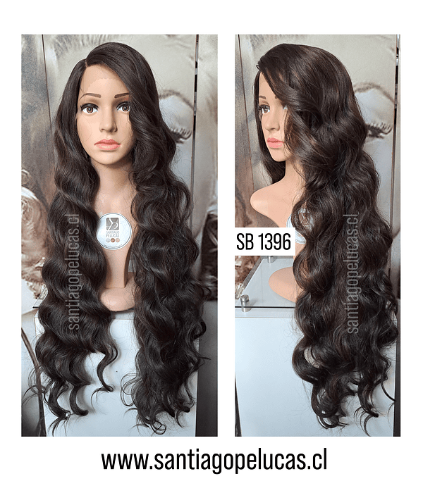 SB 1396 LACE FRONT EXTRA LARGA PART. LADO CON ONDAS CASTAÑO CON REFLEJOS