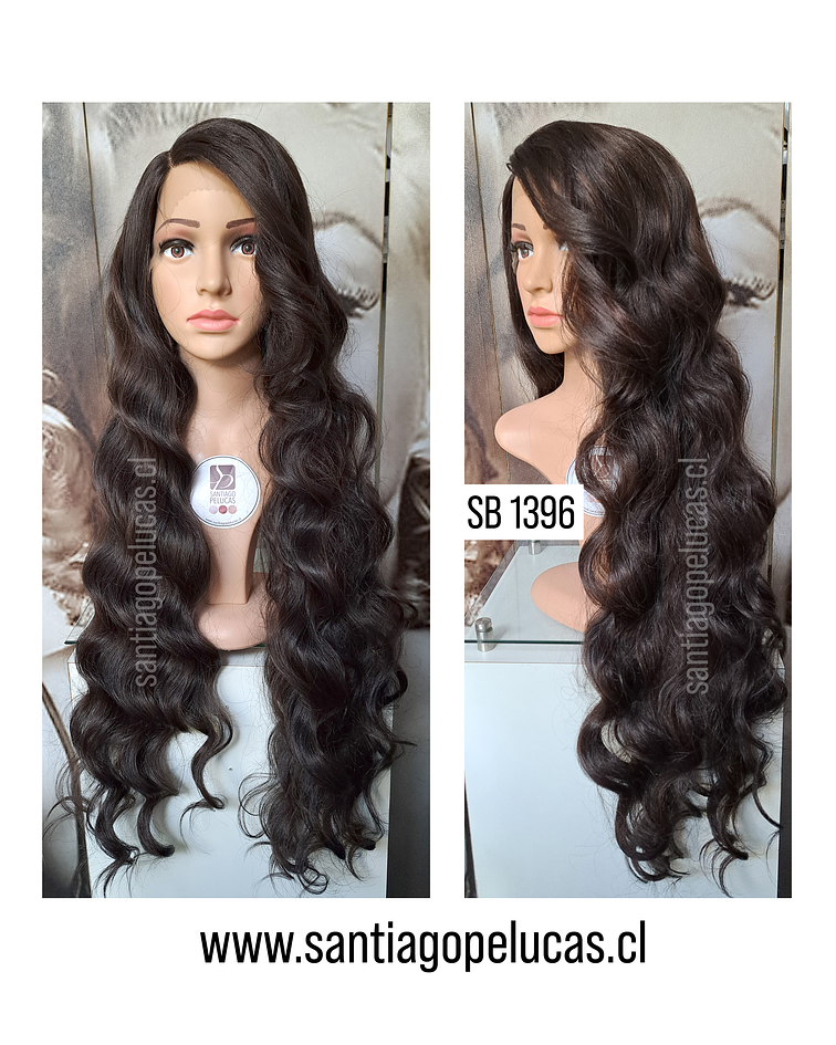 SB 1396 LACE FRONT EXTRA LARGA PART. LADO CON ONDAS CASTAÑO CON REFLEJOS