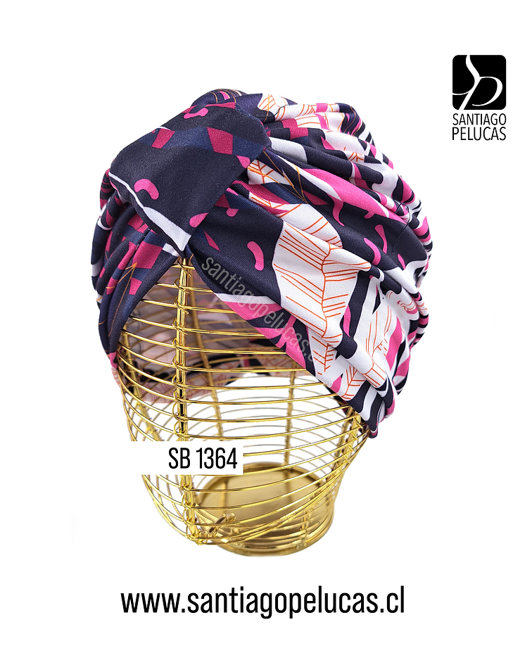 SB 1364 TURBANTE JAZMIN PIEL DURAZNO MORADO PURPURA ESTAMPADO FUCSIA