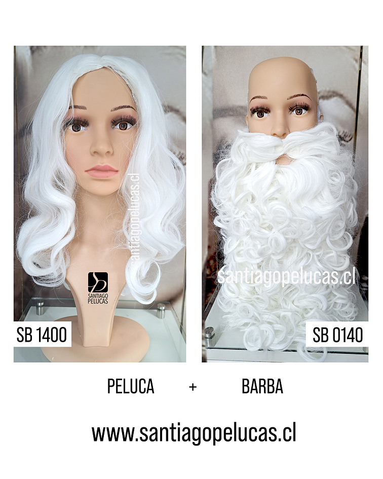 VIEJO PASCUERO PELUCA Y BARBA 