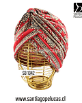 SB 1342 TURBANTE TURQUIA MANDALA FLORES PEQUEÑAS ROJO CON BEIGE