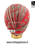 SB 1342 TURBANTE TURQUIA MANDALA FLORES PEQUEÑAS ROJO CON BEIGE